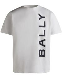 Bally - Magliette in cotone bianca con stampa - Lyst