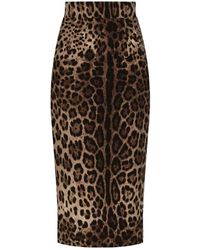 Dolce & Gabbana - Calf Length Leopard Skirt - Lyst
