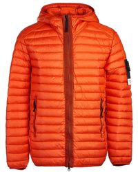 Stone Island - Nylonjacke Mit Entendaunenfüllung Und Reißverschluss - Lyst