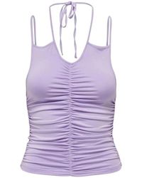 ONLY - Tops ,Paars ,Polyester Ruffle Sleeveless Top - Lyst