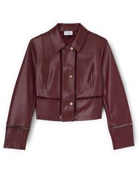mötivi - Jassen ,Rood ,Polyester Cropped Jas Met Geperforeerde Details - Lyst