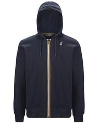 K-Way - Hoodies & Sweatvesten ,Blauw ,Katoen Blauw Hooded Full Zip Sweatshirt - Lyst