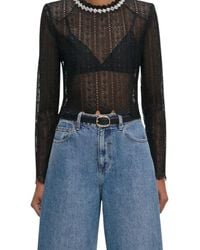 Self-Portrait - Round-Neck Knitwear - Lyst