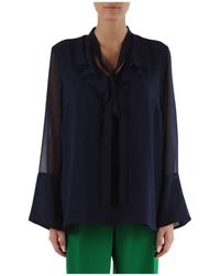 Elena Miro - Georgette-bluse mit rüschen und schleife - Lyst