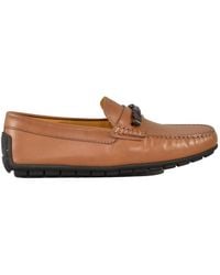 Testoni - Leder Mokassin Schuhe - Lyst