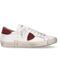 Philippe Model - Sneakers in pelle stile street bianco rosso - Lyst