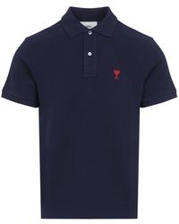 Ami Paris - Tops ,Blauw ,Katoen De Coeur Polo - Lyst