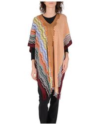 Missoni - Jassen ,Veelkleurig ,Wol Wol Poncho - Lyst