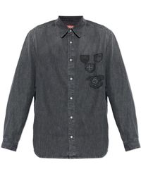 DIESEL - Overhemden ,Grijs ,Katoen D-Simply-S15 Shirt - Lyst