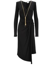 Elisabetta Franchi - Asymmetrisches Kleid Mit Reißverschluss Und Halskette - Lyst
