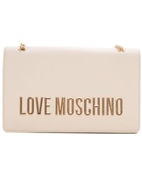Love Moschino - Schultertasche mit logo und verdeckter knopfleiste - Lyst