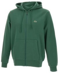 Lacoste - Hoodies & Sweatvesten ,Groen ,Katoen Classic Fit Fleece Sweatshirt Met Rits - Lyst