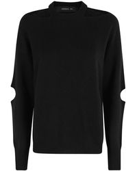 FEDERICA TOSI - Schwarzer Cut Crew Neck Pullover - Lyst