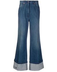 Gucci - Blaue high-rise wide-leg jeans - Lyst