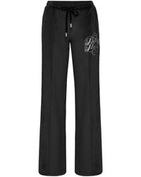 Philipp Plein - Broeken ,Zwart ,Leer Chenille Straight Tracksuit Broek Signature - Lyst
