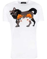 DSquared² - Tops ,Wit ,Katoen Wit Katoenen T-Shirt Gemaakt - Lyst