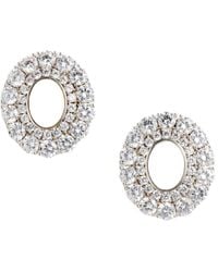 Self-Portrait - Oval Crystal Pearl Earrings - Lyst