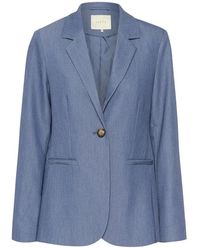 Kaffe - Jassen ,Blauw ,Vintage Blazer Met Klassieke Kraag - Lyst