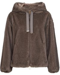 Herno - Jassen ,Bruin ,Polyester Melange Imitatie Nerts Bomberjack - Lyst