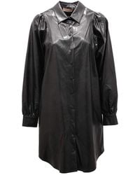 Twinset - Kleedjes ,Zwart ,Polyester Eco Leren Jurk Zwart Viscose - Lyst