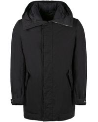 Moorer - Jassen ,Grijs ,Nylon Gewatteerde Nylon Jas Met Capuchon - Lyst