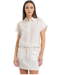 Kocca - Overhemden ,Wit ,Katoen Elegante Blouse Tot Aan De Taille - Lyst