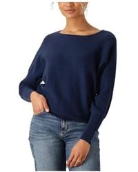 Nukus - Blaue Batwing Pullover Plain Pullover - Lyst
