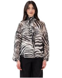 Max Mara - Overhemden ,Veelkleurig ,Camicia Con Sciarpetta Zebrata - Lyst