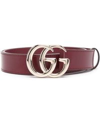Gucci - Roter Ledergürtel Mit Doppel-G-Schließe - Lyst