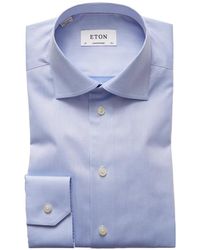 Eton - Camicia signature twill blu chiaro - Lyst