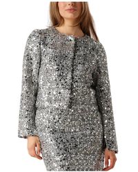 co'couture - Jassen ,Grijs ,Leer Boucle Cc Sequin Cocktail Jacket - Lyst