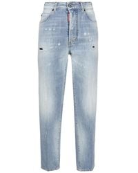 DSquared² - Jeans ,Blauw ,Katoen Stijlvolle Loose-Fit Jeans - Lyst