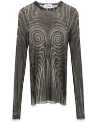 Jean Paul Gaultier - Schwarzer rundhalsausschnitt pullover mit mesh-futter - Lyst