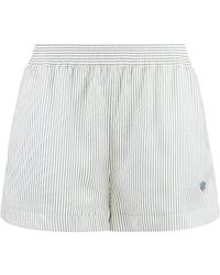 Stella McCartney - Korte Broeken ,Wit ,Leer Gestreept Elastische Shorts - Lyst