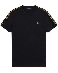 Fred Perry - Tops ,Zwart ,Katoen Tape Ringer T-Shirt - Lyst