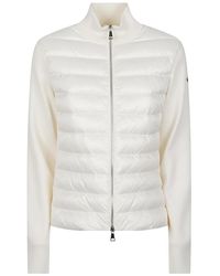 Moncler - Jassen ,Wit ,Wol Tricot Cardigan - Lyst