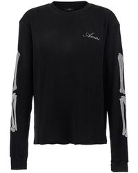 Amiri - Hoodies & Sweatvesten ,Zwart ,Katoen Bones Long Sleeve Tee - Lyst