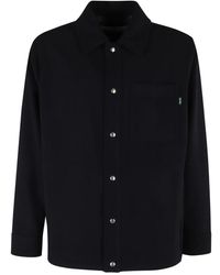 Department 5 - Jassen ,Blauw ,Wol Blauwe Wollen Jas Hemdkraag - Lyst