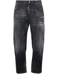 DSquared² - Jeans ,Zwart ,Leer Straight Jeans - Lyst