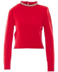 Pinko - Truien & Vesten ,Rood ,Katoen Berlino Trui - Lyst