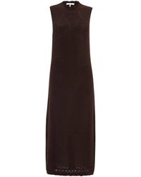 FRAME - Chocoladebruine Gebreide Maxi Jurk - Lyst