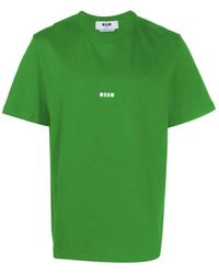 MSGM - Tops ,Groen ,Katoen Groene Katoenen T-Shirt Voor Mannen - Lyst
