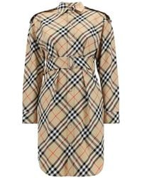 Burberry - Hemdkleid Mit Karomuster Und Gürtel - Lyst