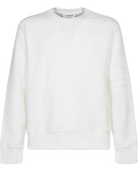 Thom Browne - Weißer crewneck-sweatshirt mit 4 bar stripe - Lyst