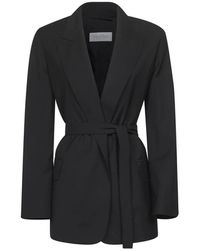 Max Mara - Jassen ,Zwart ,Wol Zwarte Wollen Jas Peak Revers - Lyst