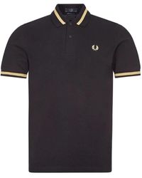 Fred Perry - Original single tipped polo in schwarz/champagner - Lyst