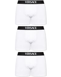 Versace - Ondergoed ,Wit ,Katoen Cotton-Jersey Trunks 3-Pack - Lyst