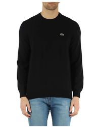 Lacoste - Truien & Vesten ,Zwart ,Katoen Regular Fit Katoenen Crewneck Sweater - Lyst