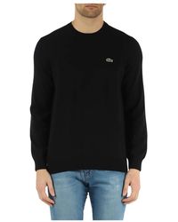 Lacoste - Truien & Vesten ,Zwart ,Katoen Regular Fit Katoenen Crewneck Sweater - Lyst