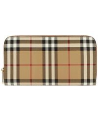 Burberry - Grote Check Portemonnee Met Ritssluiting - Lyst